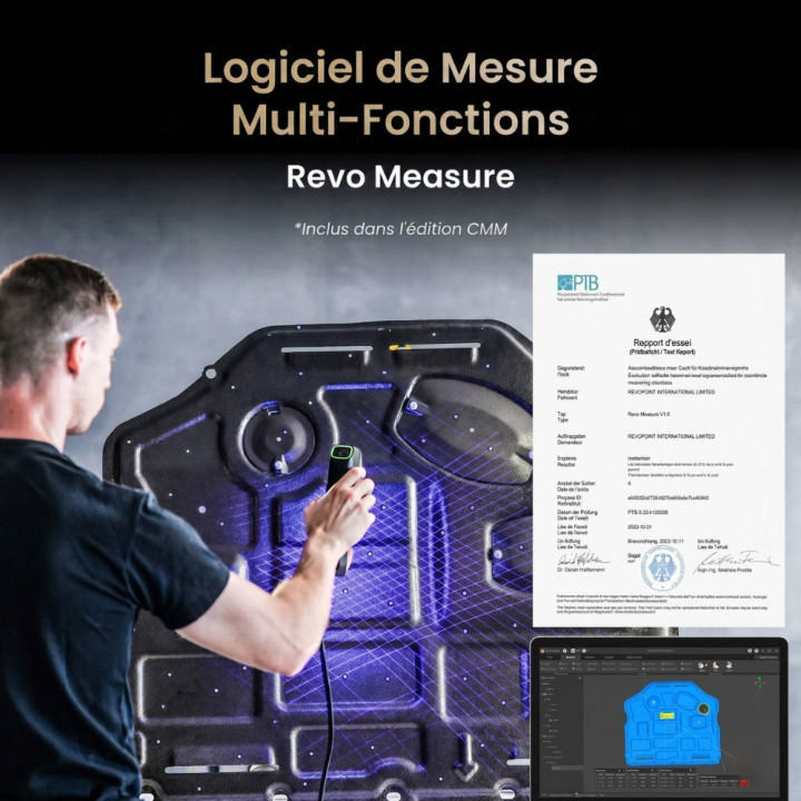Revopoint - MetroY Ultra CMM Edition - Scanner 3D Sans Fil Performant pour Pièces Petites à Moyennes