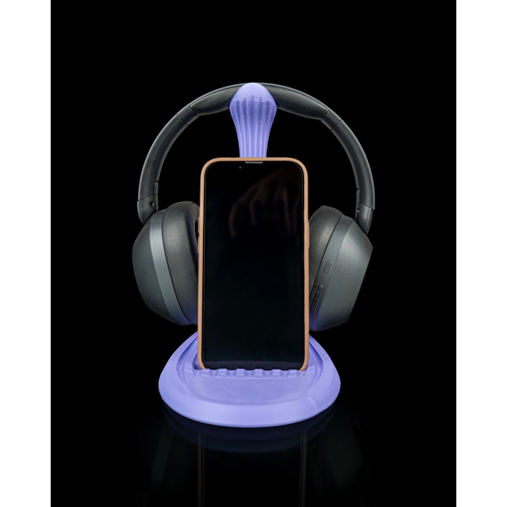 Courbe fluide - Support pour casque et téléphone – vue 1