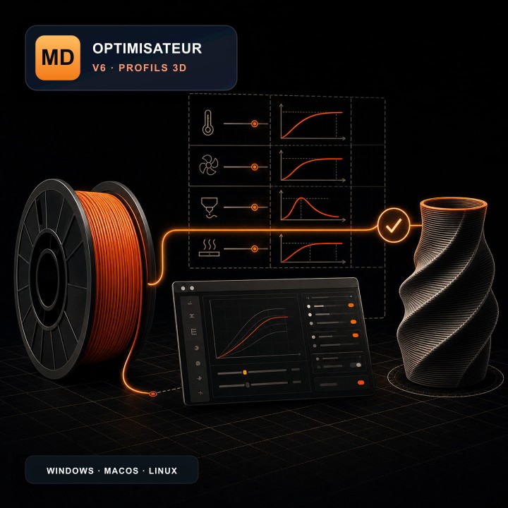 MD Optimisateur V6 pour préparer des profils filament sur Windows, macOS et Linux