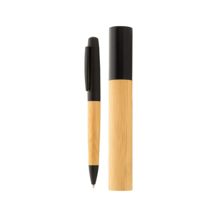 Stylo Baduru avec étui en bambou et métal personnalisé par gravure