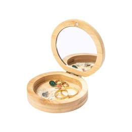 Boîte à bijoux en bambou Mirishi avec miroir personnalisé par gravure