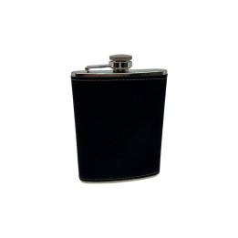 Flasque en Similicuir Noir 240 ml personnalisé par gravure en acier