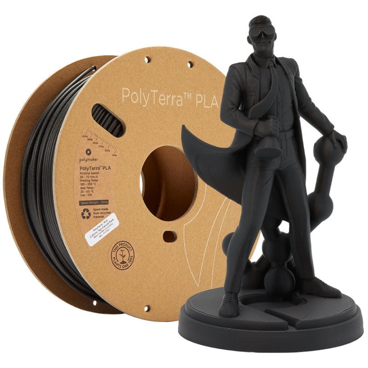 Polymaker - PolyTerra PLA - Noir Charbon (Charcoal Black) - 1,75 mm - 