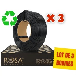 Pack Rosa3D - rPLA - Noir (Black) - 1,75 mm - 3 X 1 kg Refill | Espace