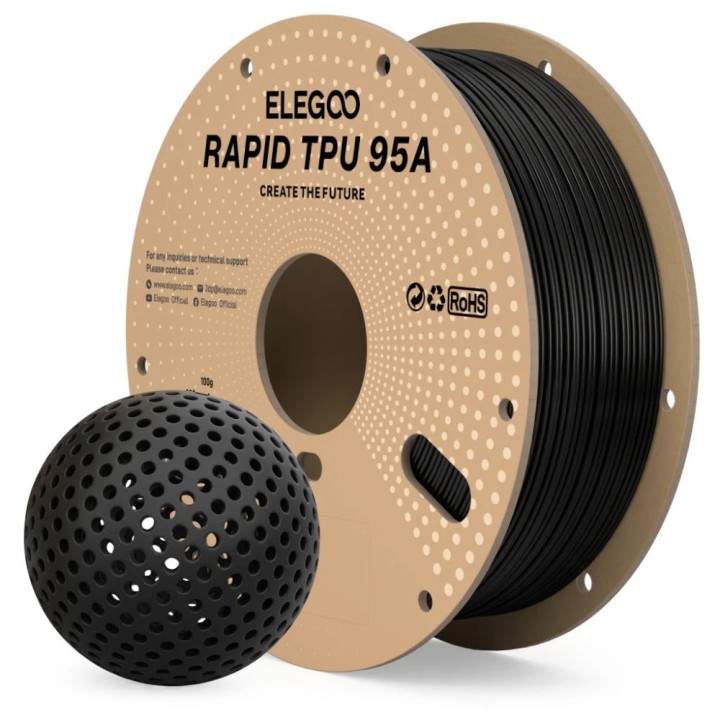 Elegoo - Rapid TPU 95A - Noir (Black) - 1,75mm - 1 kg | Espace Maker
