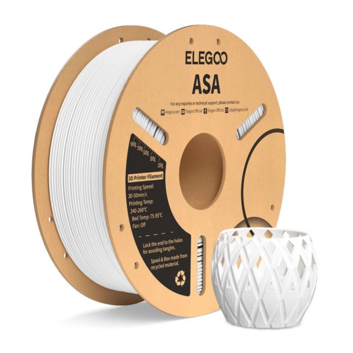 Elegoo - ASA - Blanc (White) - 1,75 mm - 1 kg | Espace Maker