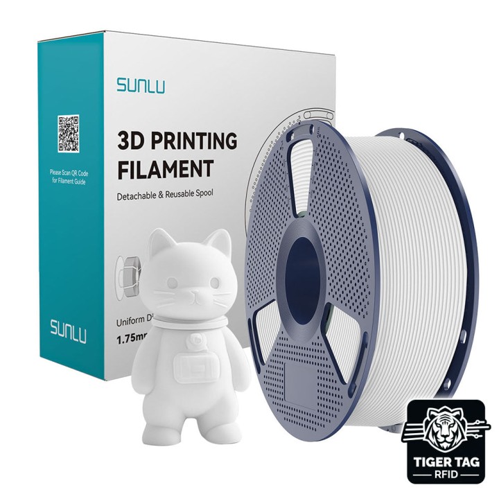 Sunlu - PLA Matte - Blanc (White) - 1,75 mm - 1 kg avec RFID TigerTag 