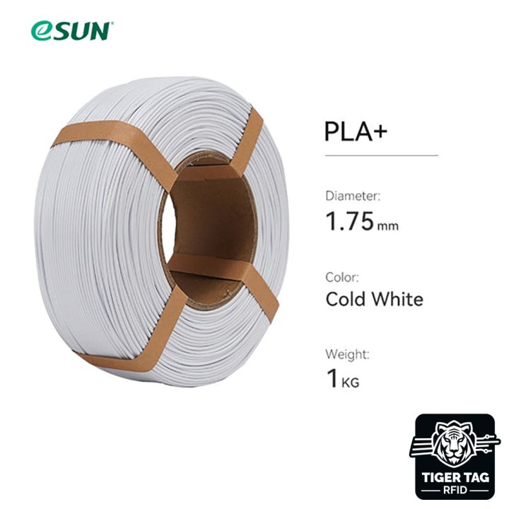 eSun - PLA+ - Blanc Froid (Cold White) - 1,75 mm - 1 kg Refill avec RF