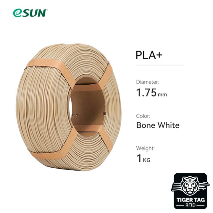 eSun - PLA+ - Blanc Os (Bone White) - 1,75 mm - 1 kg Refill RFID Tiger