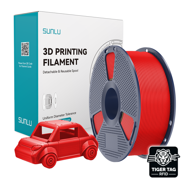 Sunlu - PETG - Rouge (Red) - 1,75 mm - 1 kg avec RFID TigerTag | Espac