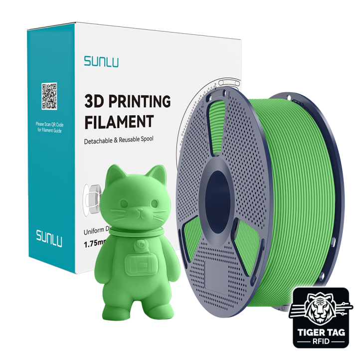Sunlu - PLA Matte - Vert (Green) - 1,75 mm - 1 kg avec RFID TigerTag |