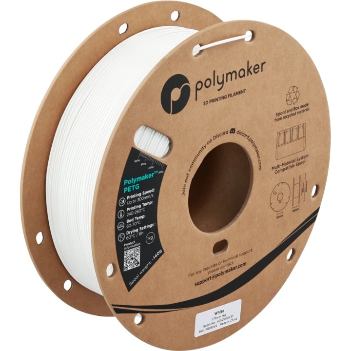 Polymaker - PETG - Blanc (White) - 1.75 mm - 1 kg | Espace Maker