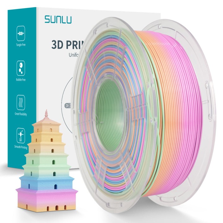 Sunlu - Silk PLA+ - Sorbet Bubblegum (Rainbow 04) - 1,75 mm - 1 kg | E