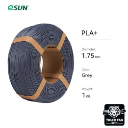 eSun - PLA+ - Gris (Grey) - 1,75 mm - 1 kg Refill avec RFID TigerTag |