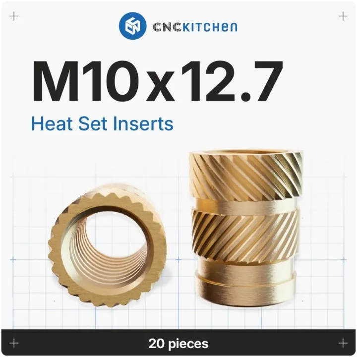 CNC Kitchen - Inserts Filetés M10 x 12.7 - Lot de 20 pièces