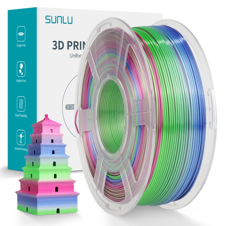 Sunlu - Silk PLA+ - Sorbet Pastèque (Rainbow 06) - 1,75 mm - 1 kg | Es