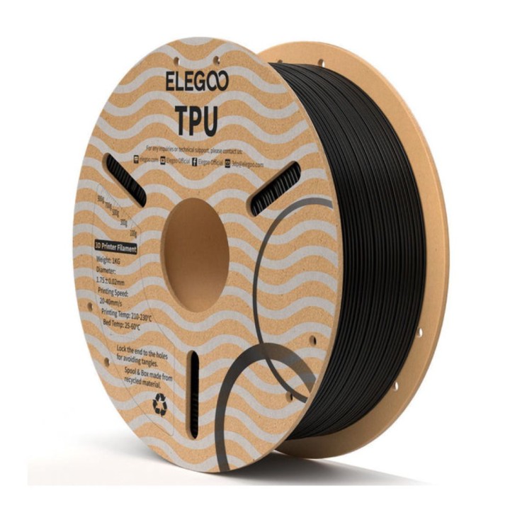 Elegoo - TPU - Noir (Black) - 1,75 mm - 1 kg | Espace Maker