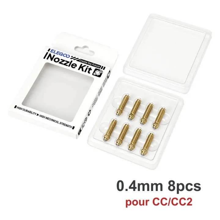 Elegoo - CC/CC2 - Kit de Buses en Laiton et Acier Trempé (Nozzle Kit) - 0.4 mm - 8 pcs