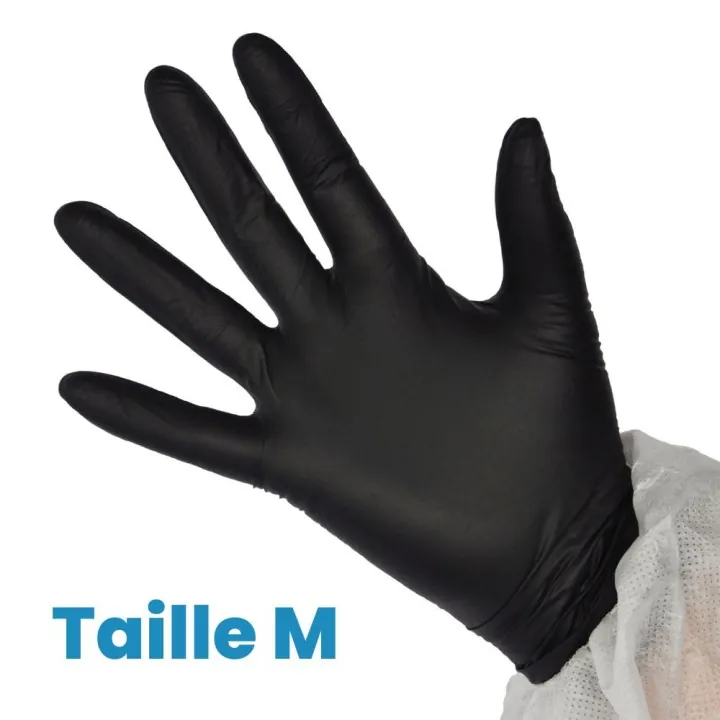 Gants de Protection Nitrile Noir x100 - Taille M