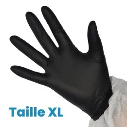 Gants de Protection Nitrile Noir x100 - Taille XL