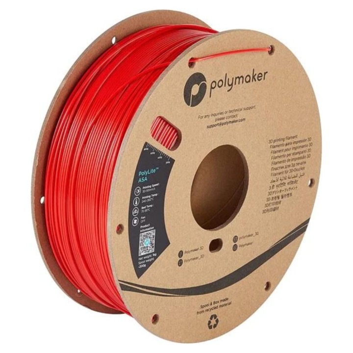 Polymaker - PolyLite ASA - Rouge (Red) - 1,75 mm - 1 kg | Espace Maker