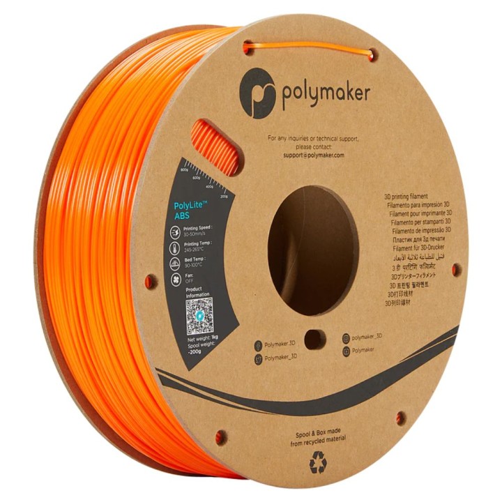 Polymaker - PolyLite ABS - Orange - 1,75 mm - 1 kg | Espace Maker
