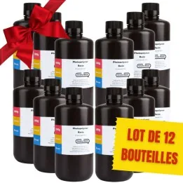 Pack ELEGOO - 12x Résine UV ABS-Like - Noir (Smoky Black) - 1 kg