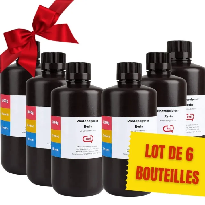 Pack ELEGOO - 6x Résine UV ABS-Like - Rouge (Red) - 1 kg