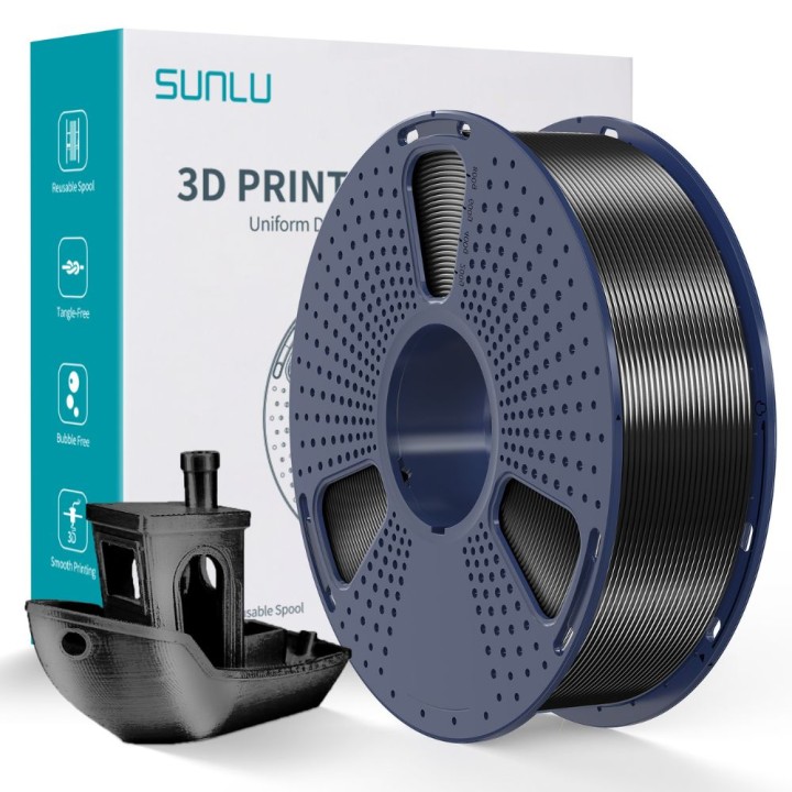 Sunlu - Silk PLA+ - Noir (Black) - 1,75 mm - 1 kg | Espace Maker