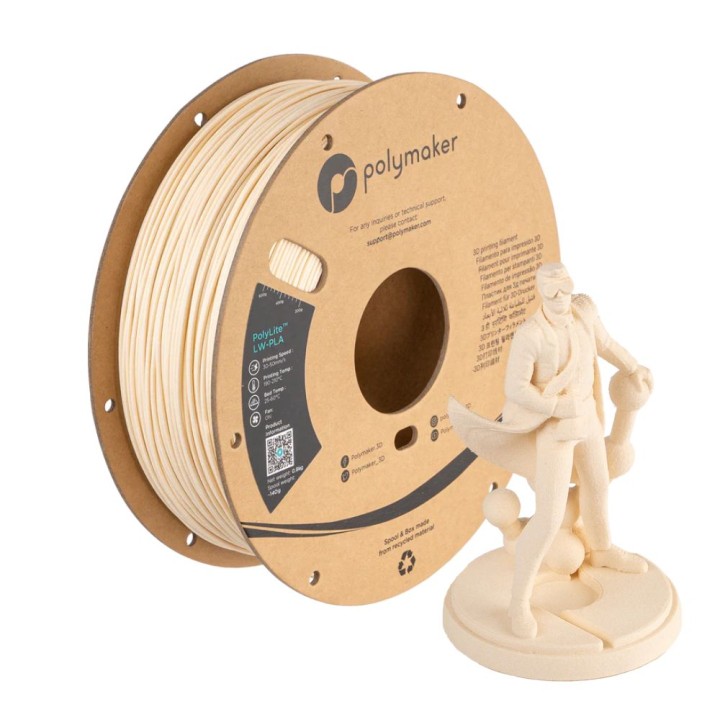 Polymaker - PolyLite LW-PLA - Blanc (White) - 1,75 mm - 800 g | Espace