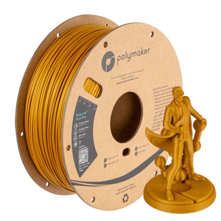 Polymaker - PolyLite Metallic PLA Pro - Or (Gold) - 1,75 mm - 1 kg | E