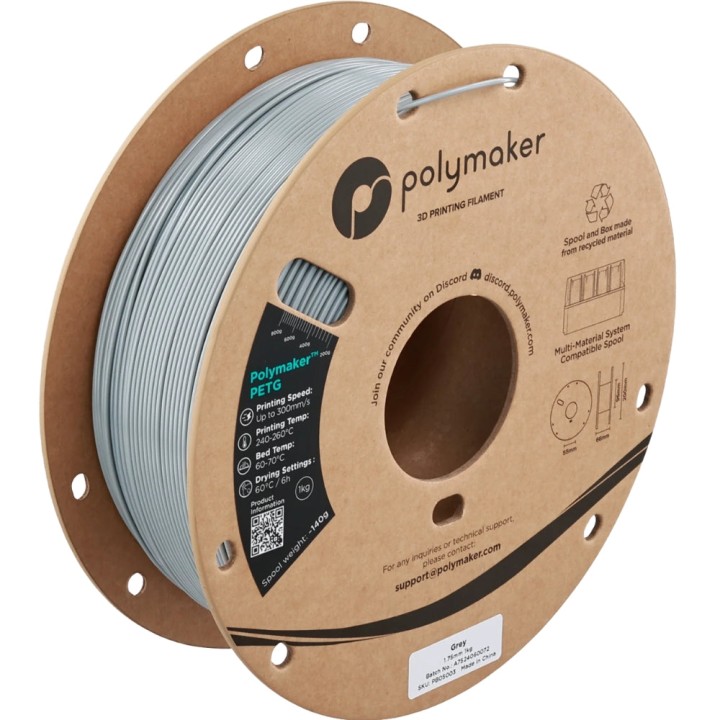Polymaker - PETG - Gris (Grey) - 1.75 mm - 1 kg | Espace Maker