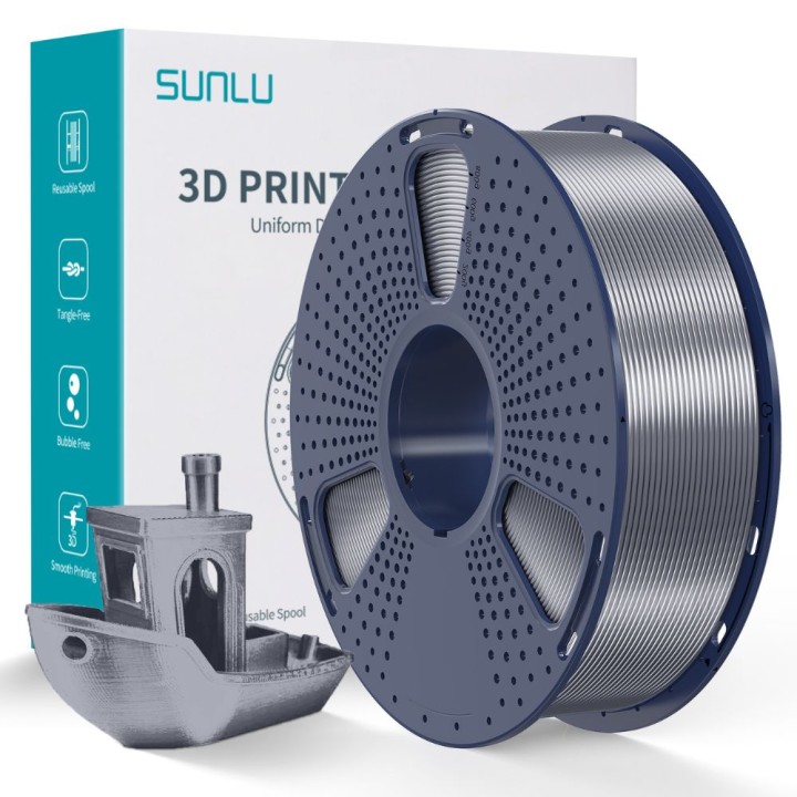 Sunlu - Silk PLA+ - Gris (Grey) - 1,75 mm - 1 kg | Espace Maker
