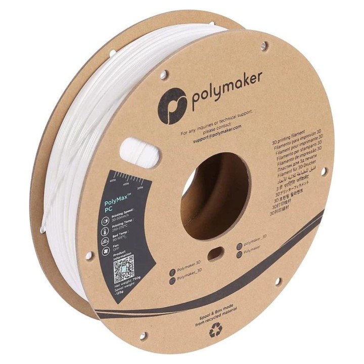 Polymaker - PolyMax Tough PC - Blanc (White) - 1,75 mm - 750 g | Espac