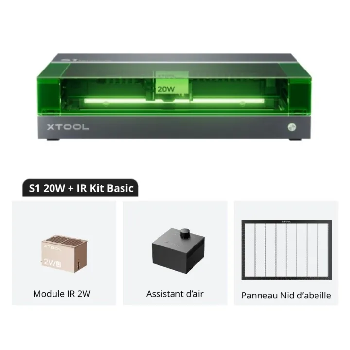 xTool - S1 20W + IR 1064 - Kit Base