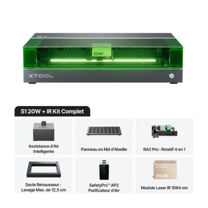 xTool - S1 20W + IR 1064 - Kit Complet