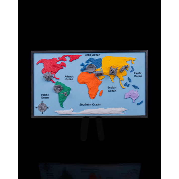Carte Du Monde – 7 Merveilles En Relief | Décoration Murale