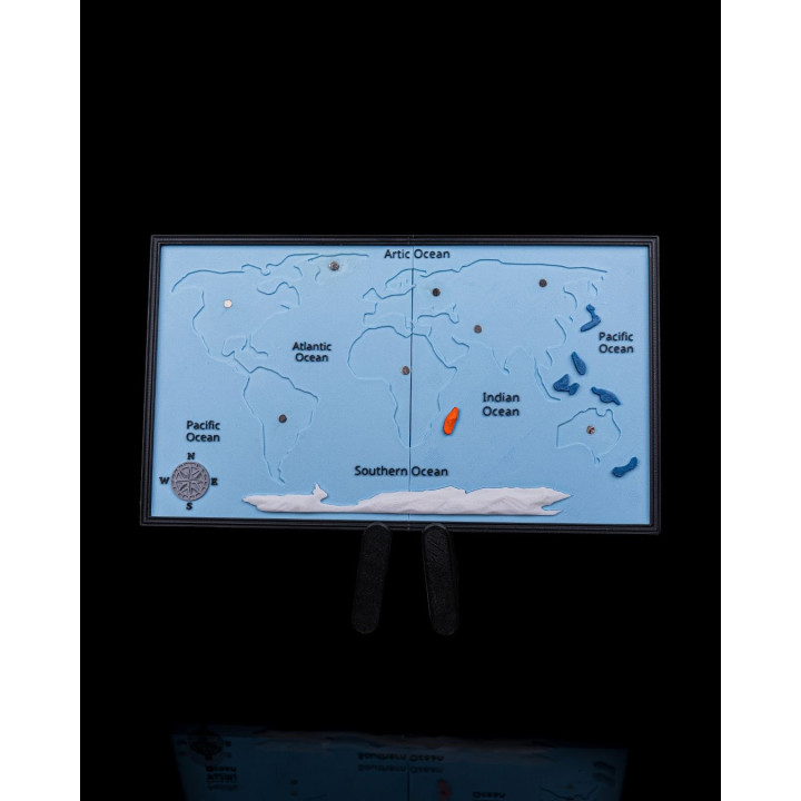 Carte Du Monde – 7 Merveilles En Relief | Décoration Murale