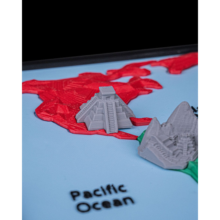 Carte Du Monde – 7 Merveilles En Relief | Décoration Murale