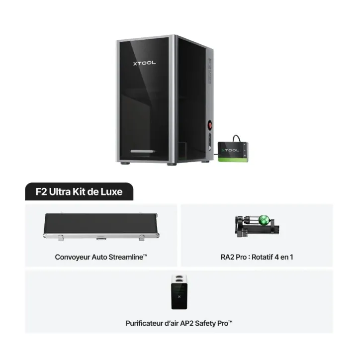 xTool - F2 ULTRA Kit de Luxe - Graveur Laser Double MOPA 60W + Diode 40W