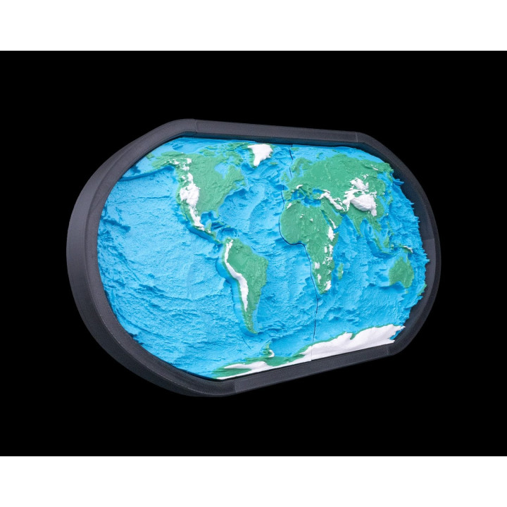 Carte Du Monde Topographique En Relief – Cadre Déco Mural