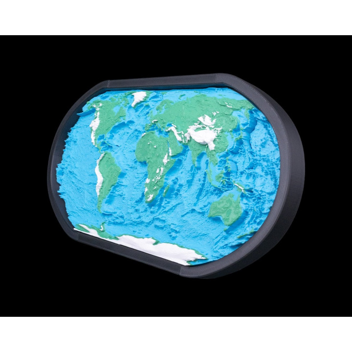 Carte Du Monde Topographique En Relief – Cadre Déco Mural