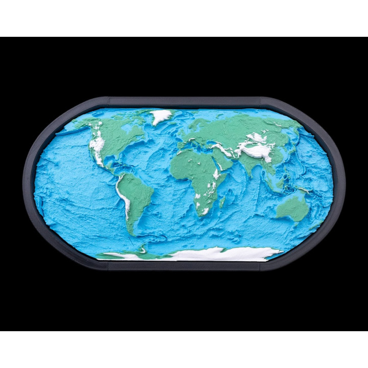 Carte Du Monde Topographique En Relief – Cadre Déco Mural