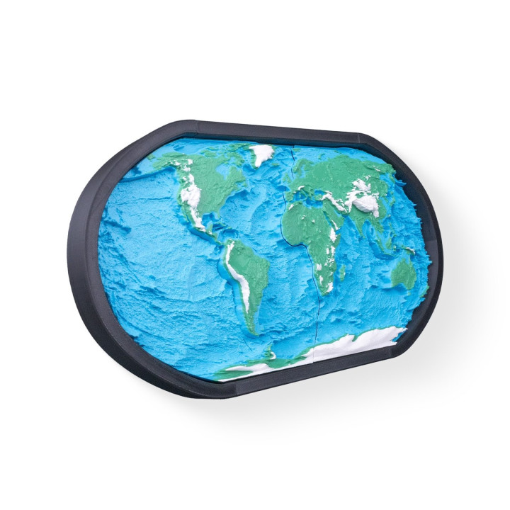 Carte Du Monde Topographique En Relief – Cadre Déco Mural