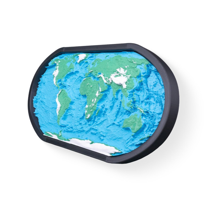 Carte Du Monde Topographique En Relief – Cadre Déco Mural