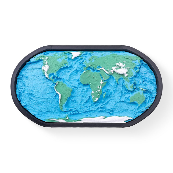Carte Du Monde Topographique En Relief – Cadre Déco Mural