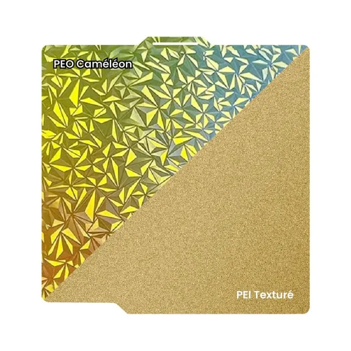Ziflex - Plateau d'Impression pour Bambu Lab Séries X1/X2/P1/P2/A1 - PEO Cameleon & PEI Textured - 257 x 257 mm