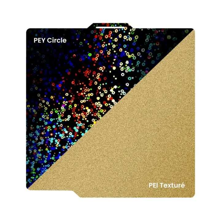 Ziflex - Plateau d'Impression pour Bambu Lab Séries X1/X2/P1/P2/A1 - PEY Circle & PEI Textured - 257 x