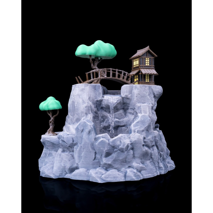 Fontaine De Table Zen – Cascade Serenity Falls, Maison Japonaise & Rochers