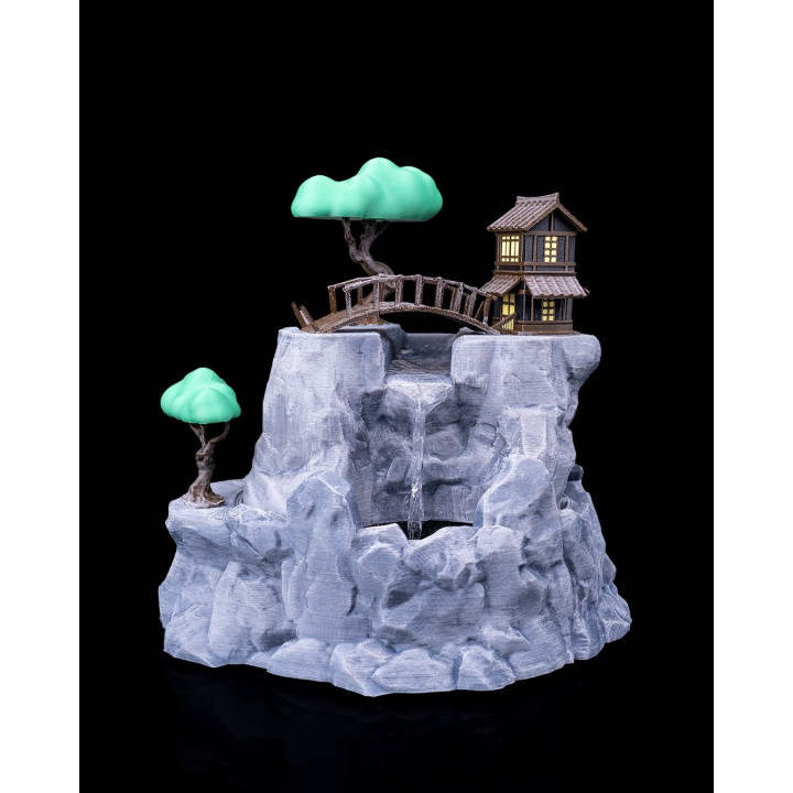 Fontaine De Table Zen – Cascade Serenity Falls, Maison Japonaise & Rochers